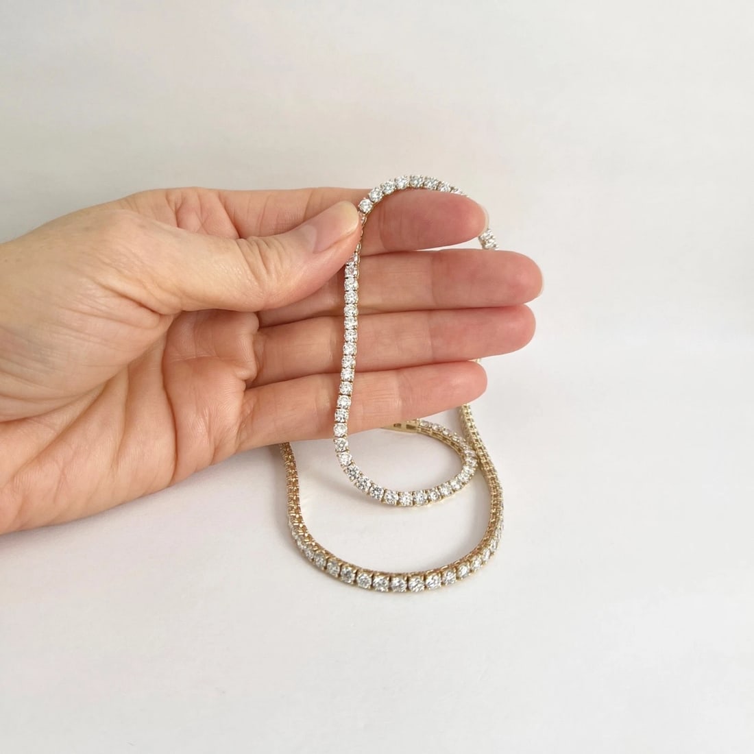 Round Lab-Created Diamond Tennis Necklace 14K Yellow Gold, 16 Inches, 15.06 CTW - 3