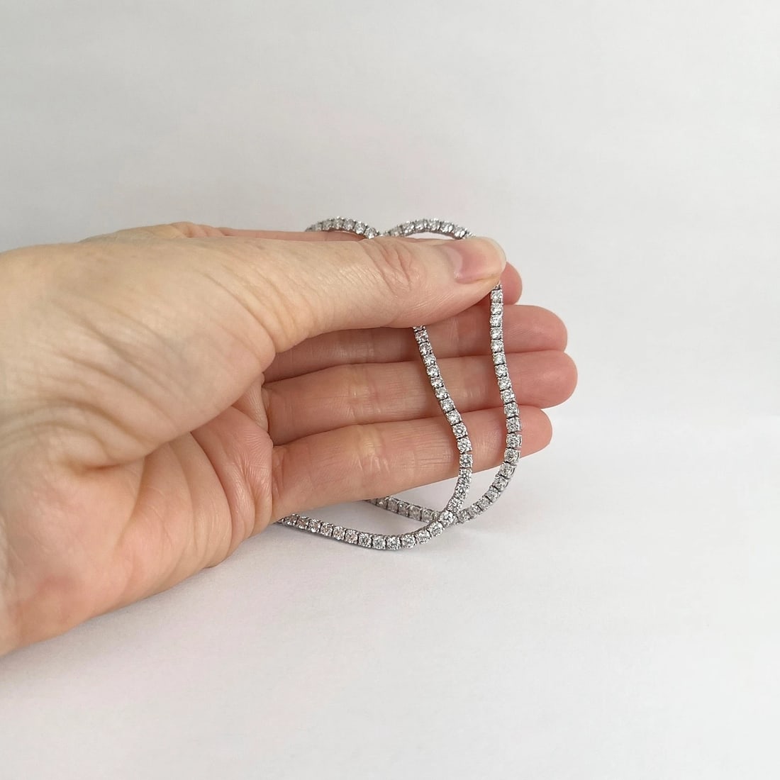 Round Lab-Created Diamond Tennis Necklace 14K White Gold, 16.5 Inches, 10.01 CTW - 2