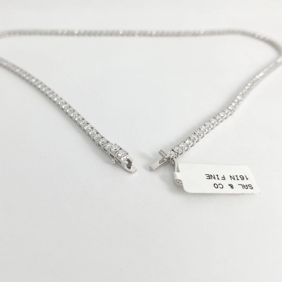 Round Lab-Created Diamond Tennis Necklace 14K White Gold, 16 Inches, 12.52 CTW - 6