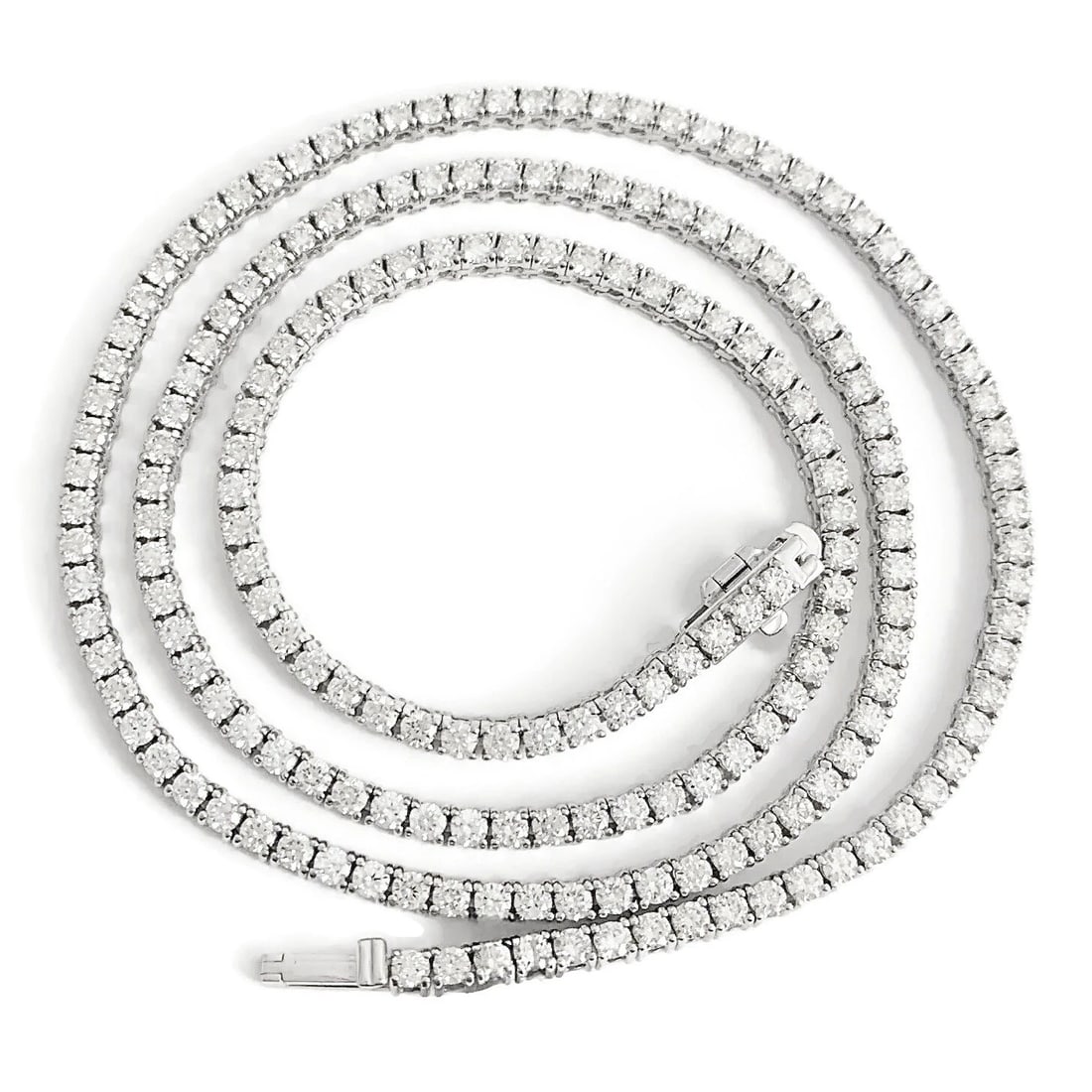 Round Diamond Tennis Necklace 14K White Gold, 18 Inches, 8.50 CTW: Round Diamond Tennis Necklace 14K White Gold, 18 Inches, 8.50 CTW This is a gorgeous necklace! Please let us know if you have any questions. Diamonds: 191 round brilliant cuts 8.50 ctw; H-I-J, VS2-SI1
