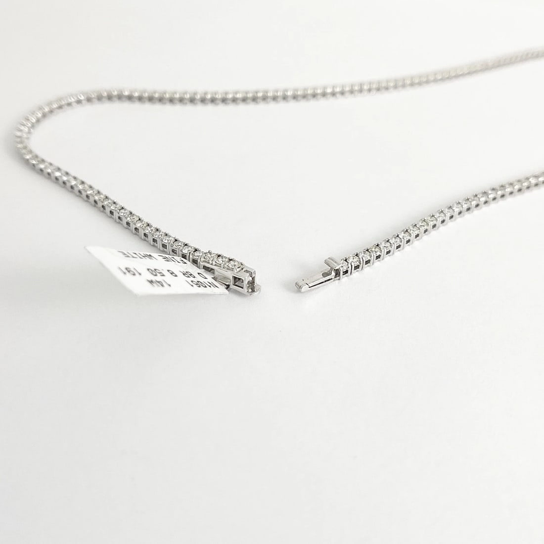 Round Diamond Tennis Necklace 14K White Gold, 18 Inches, 8.50 CTW - 6