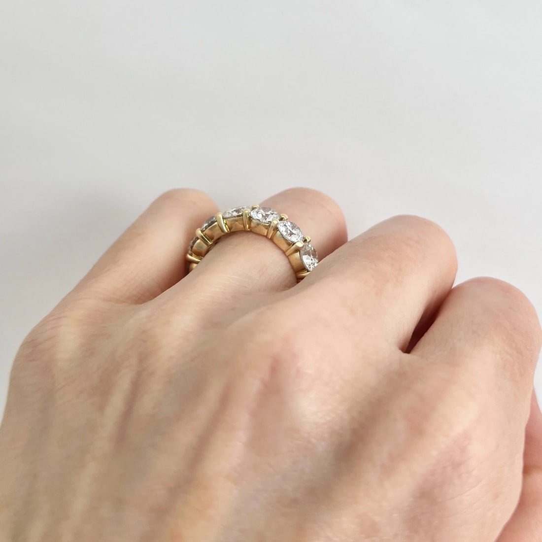 Round Diamond Eternity Ring Wedding Band 14K Yellow Gold, Size 6.75, 7.07 CTW - 4