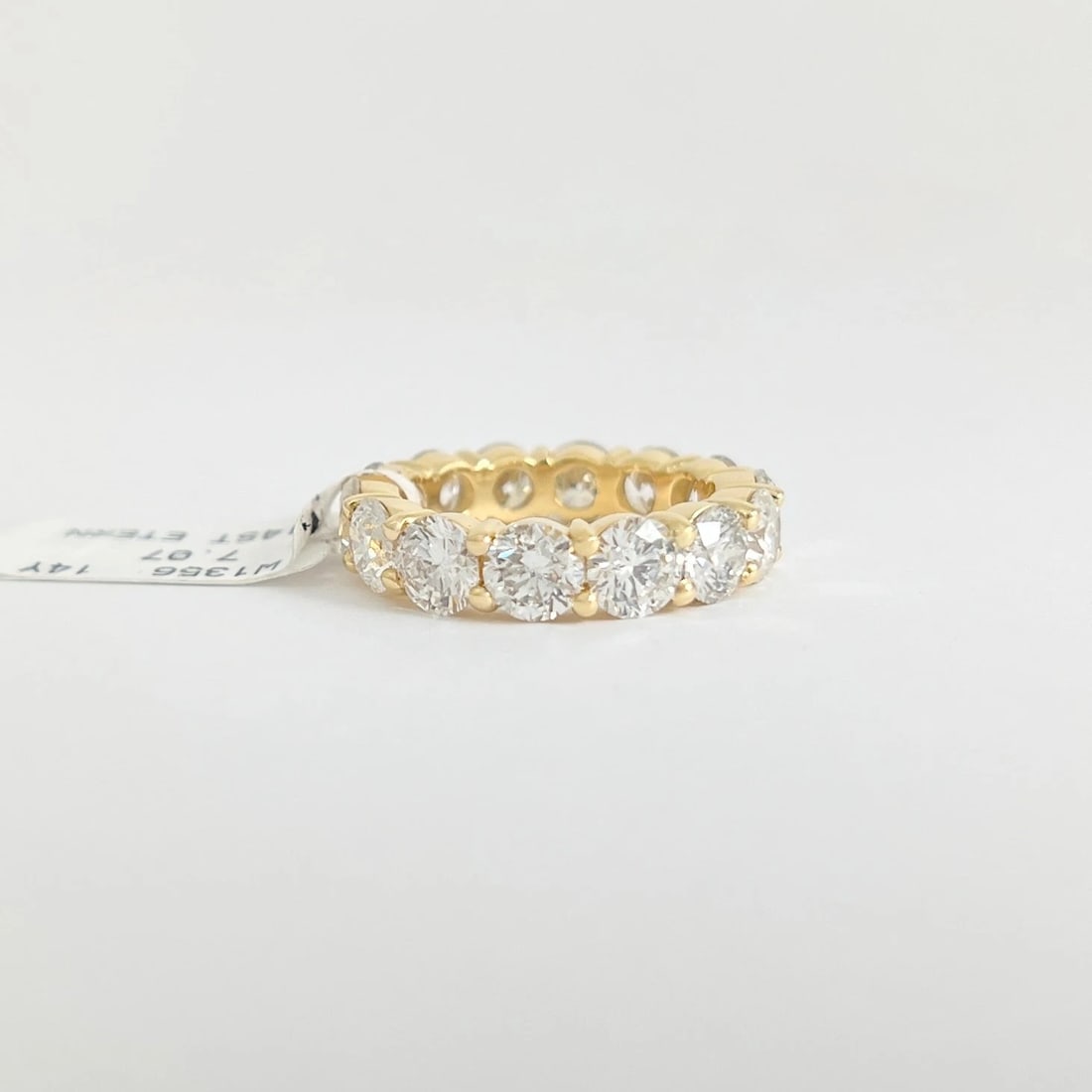 Round Diamond Eternity Ring Wedding Band 14K Yellow Gold, Size 6.75, 7.07 CTW - 5