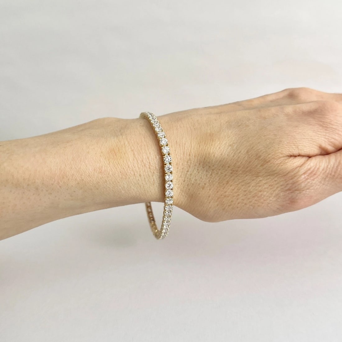 Round Lab-Created Diamond Tennis Bracelet 14K Yellow Gold, 7 Inches, 6.34 CTW - 4