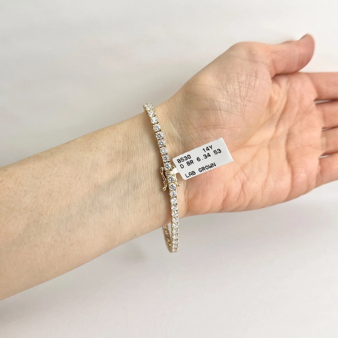 Round Lab-Created Diamond Tennis Bracelet 14K Yellow Gold, 7 Inches, 6.34 CTW - 5