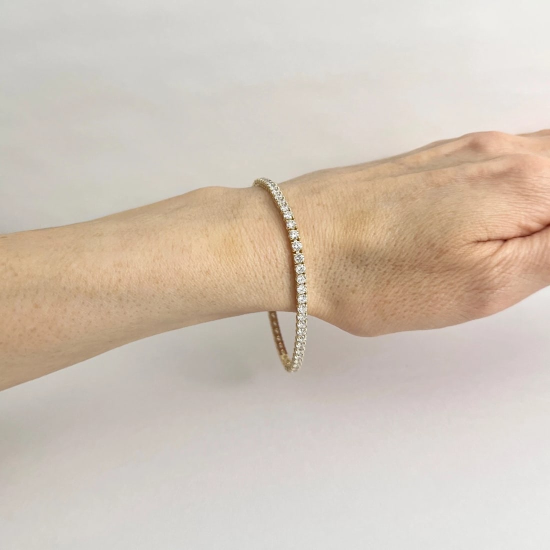 Round Lab-Created Diamond Tennis Bracelet 14K Yellow Gold, 7 Inches, 5.12 CTW - 4