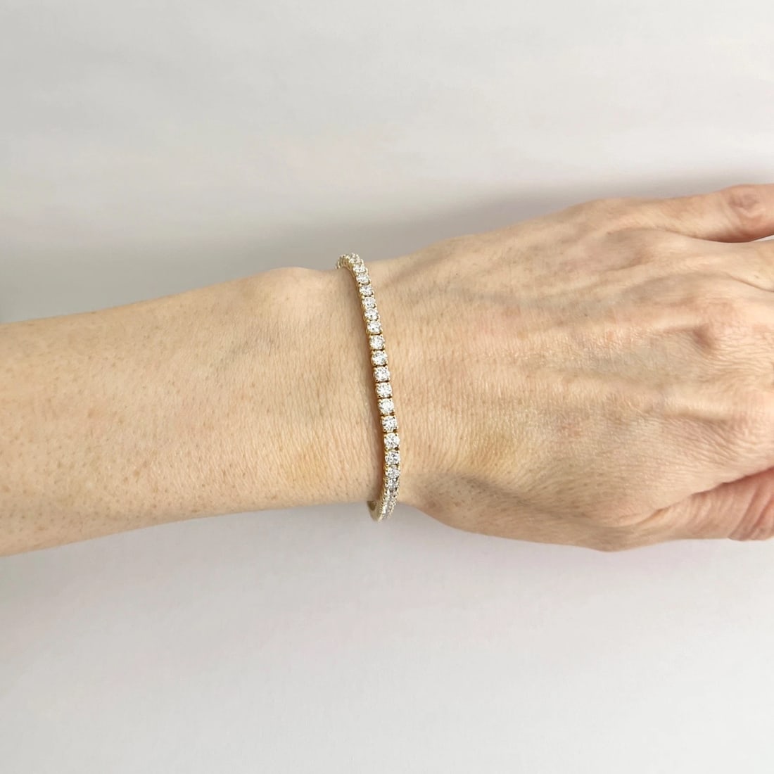 Round Lab-Created Diamond Tennis Bracelet 14K Yellow Gold, 7 Inches, 5.56 CTW - 3