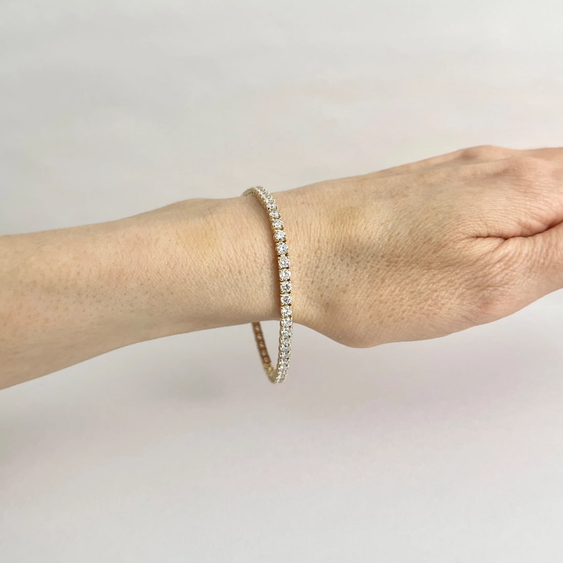 Round Lab-Created Diamond Tennis Bracelet 14K Yellow Gold, 7 Inches, 5.56 CTW - 4