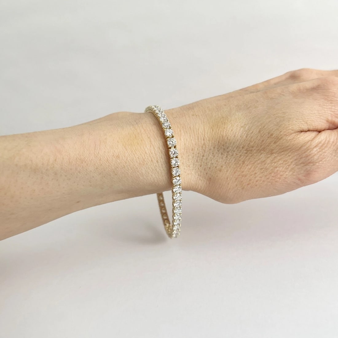 Round Lab-Created Diamond Tennis Bracelet 14K Yellow Gold, 7 Inches, 8.07 CTW - 4