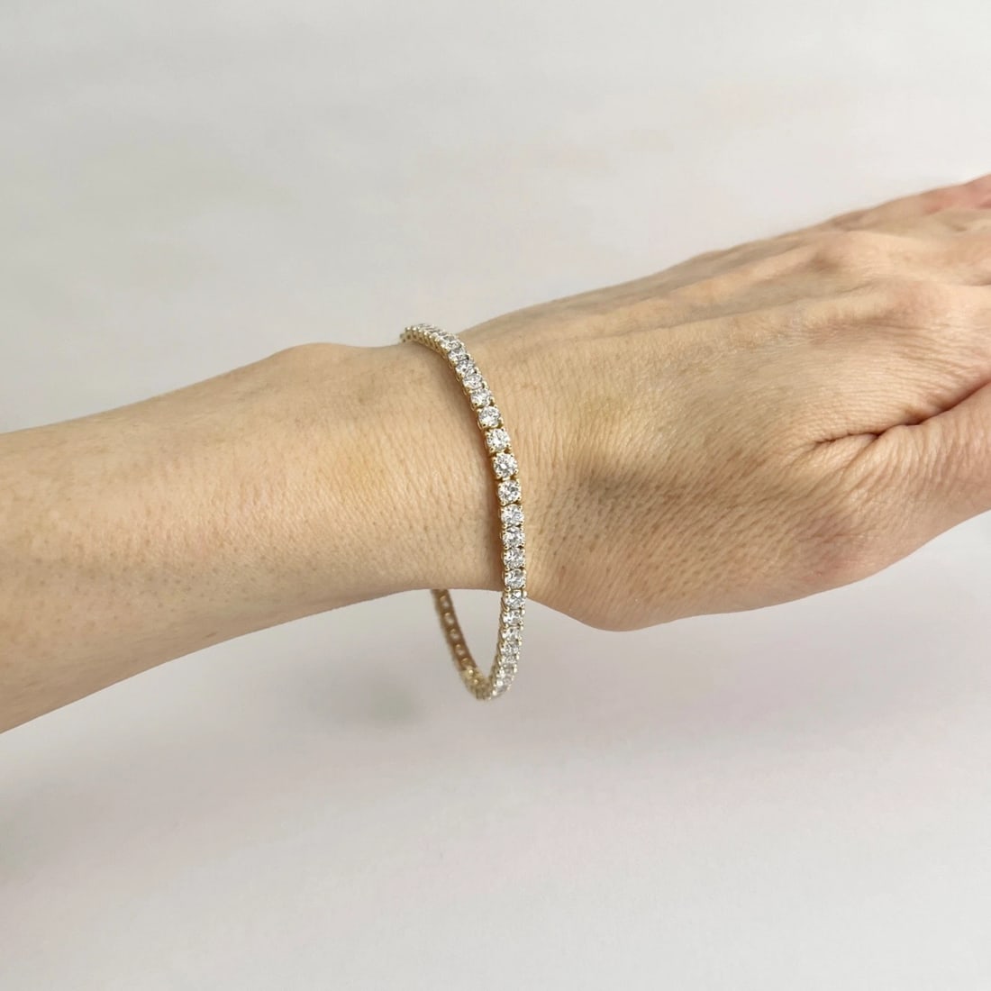 Round Lab-Created Diamond Tennis Bracelet 14K Yellow Gold, 7 Inches, 7.24 CTW - 4