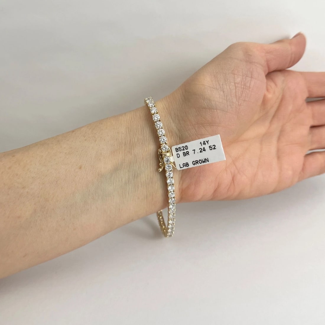 Round Lab-Created Diamond Tennis Bracelet 14K Yellow Gold, 7 Inches, 7.24 CTW - 5