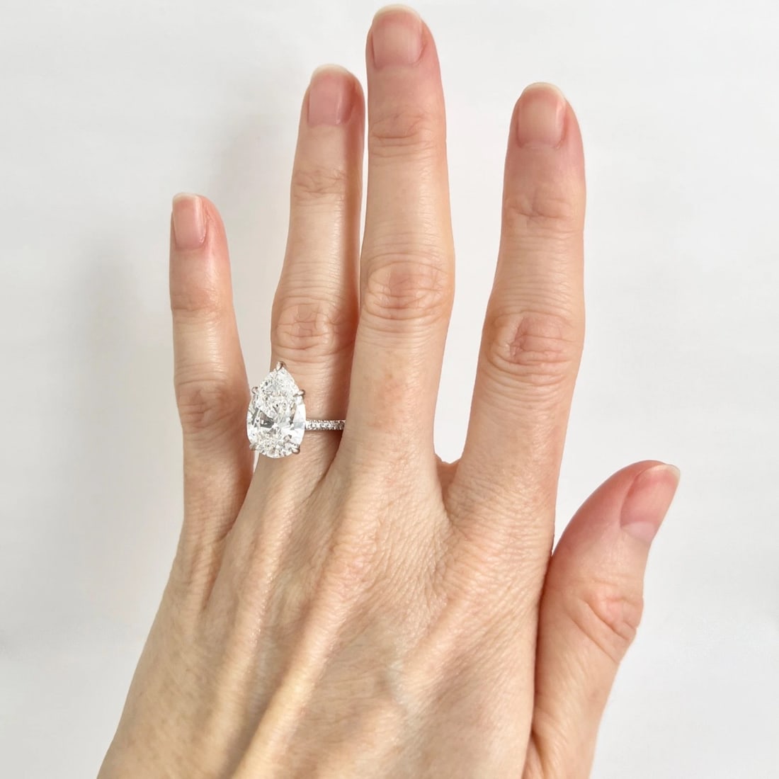 GIA Pear Diamond Solitaire Engagement Ring Platinum, 5.20 CTW - 2