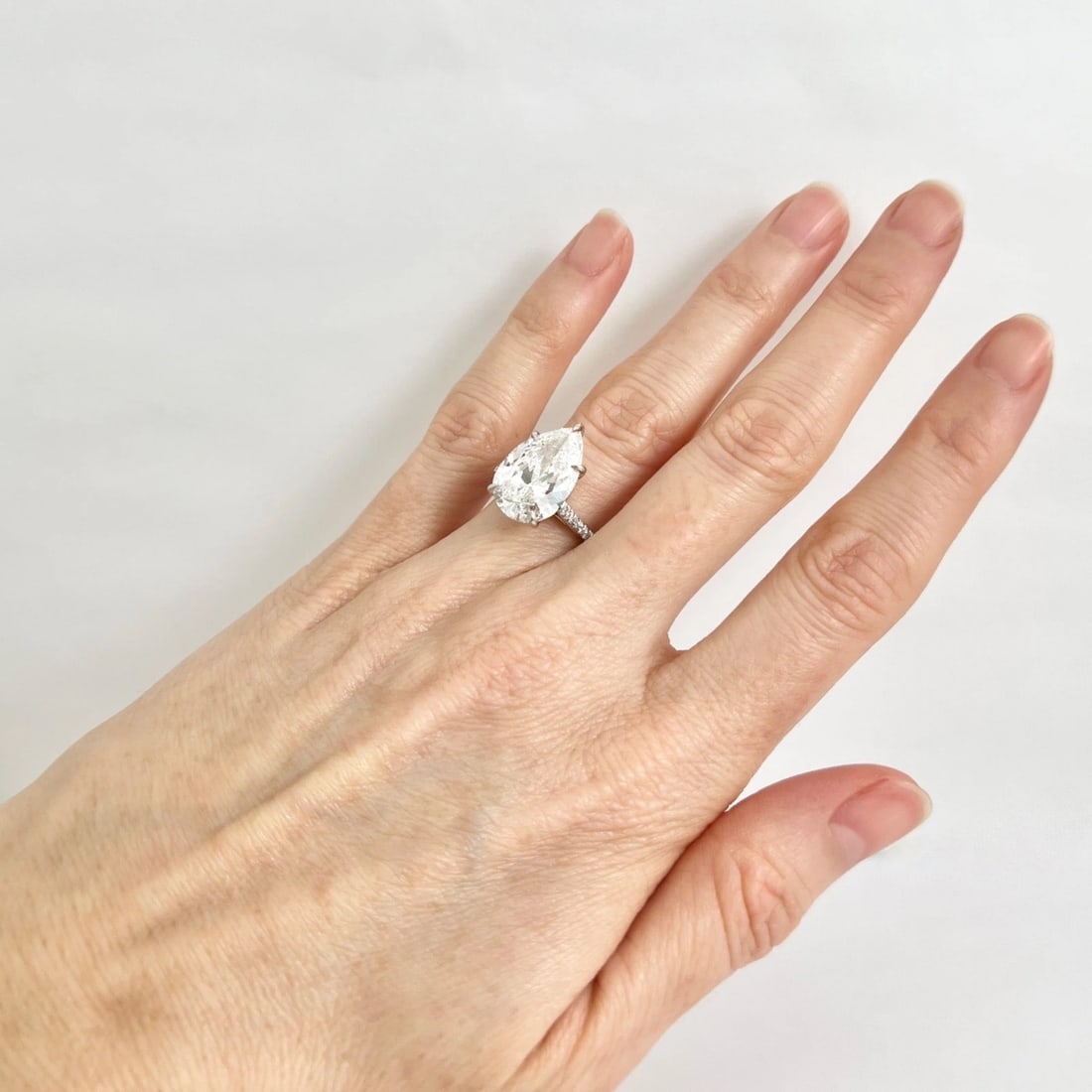 GIA Pear Diamond Solitaire Engagement Ring Platinum, 5.20 CTW - 3