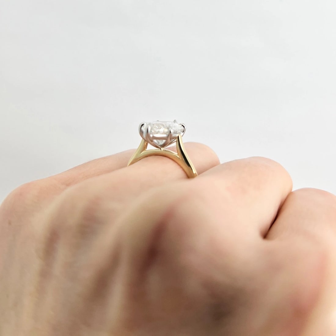 GIA Marquise Diamond Solitaire Engagement Ring 18K Yellow Gold Platinum, 4.22 CT - 5