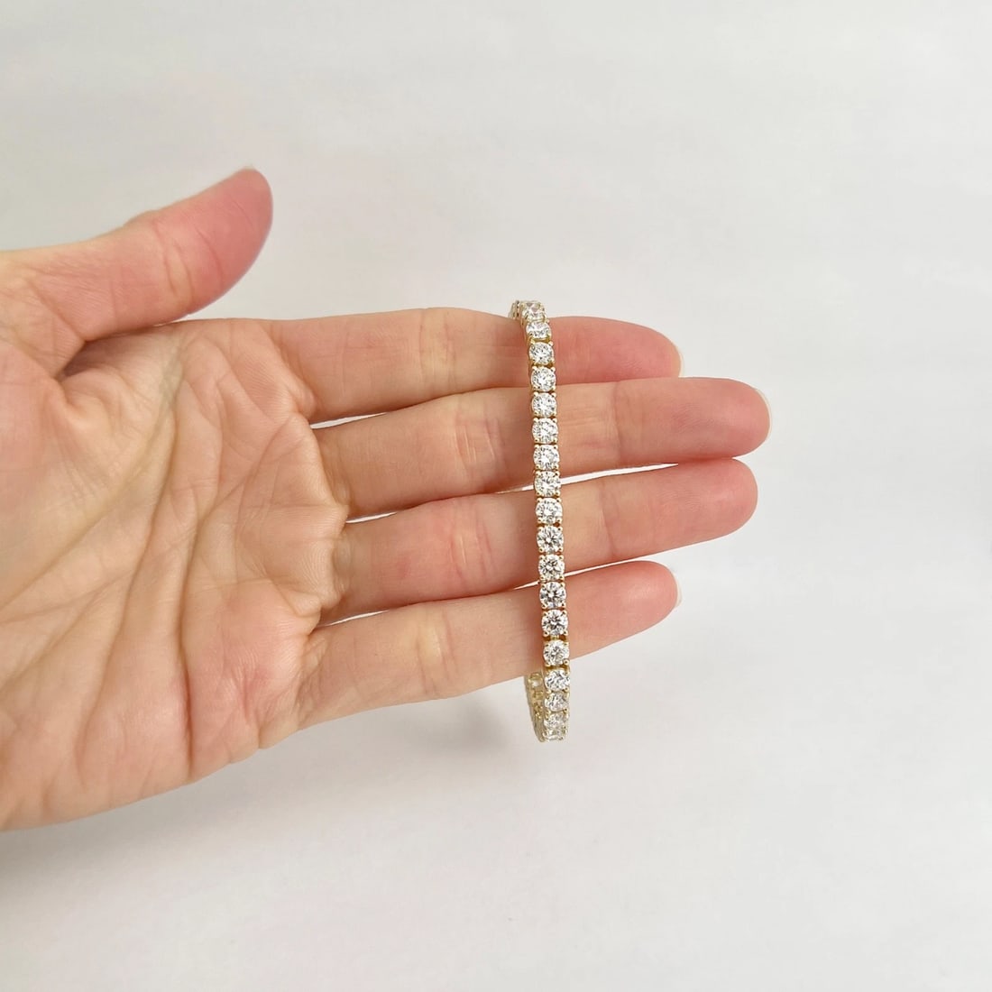 Round Lab-Created Diamond Tennis Bracelet 14K Yellow Gold, 7 Inches, 9.51 CTW - 2