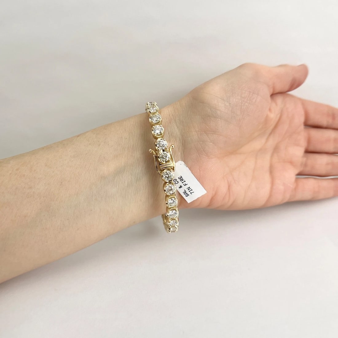 Round Diamond Buttercup Tennis Bracelet 14K Yellow Gold, 7 Inches, 11.04 CTW - 5