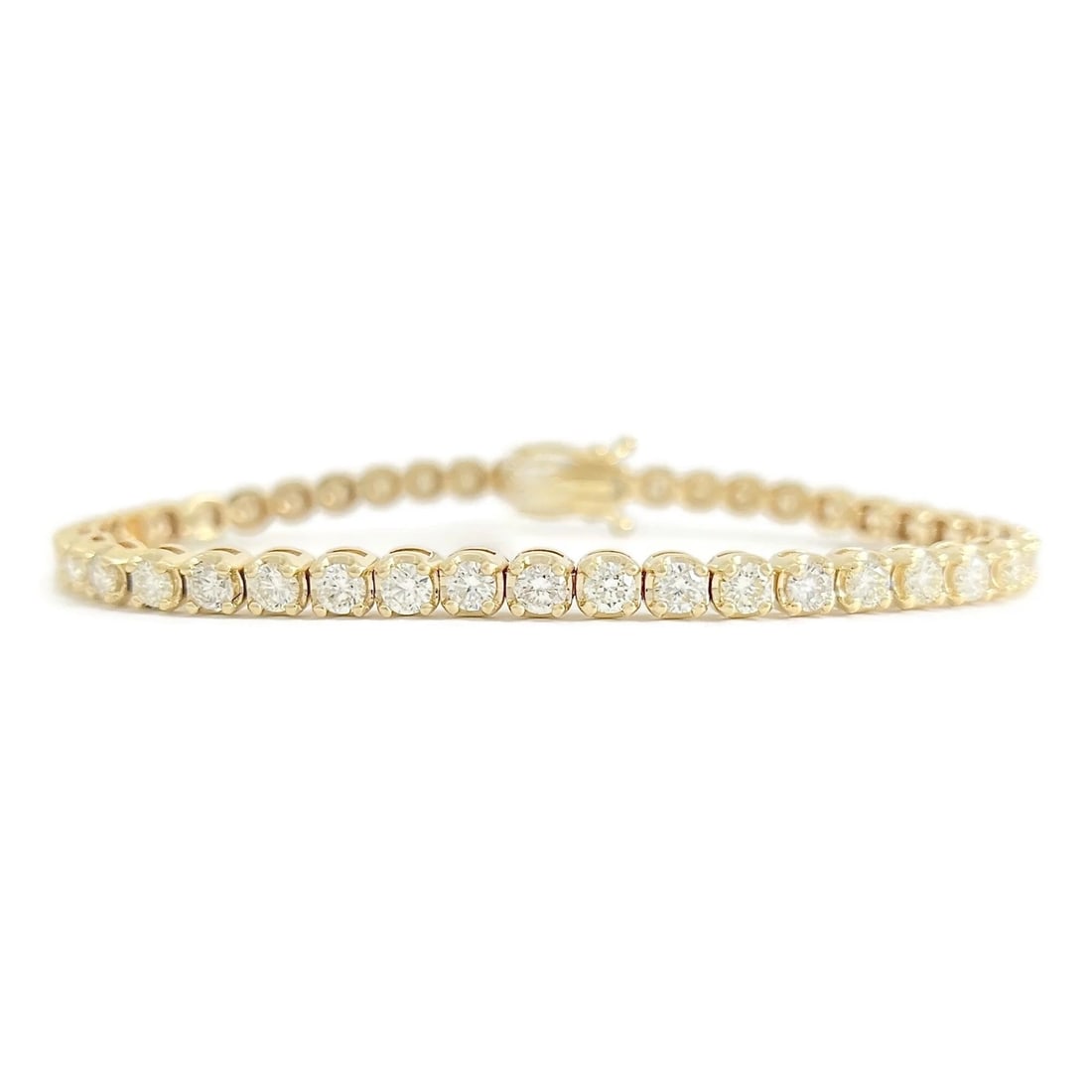 Round Diamond Buttercup Tennis Bracelet 14K Yellow Gold, 7 Inches, 5.85 CTW (1 of 5)