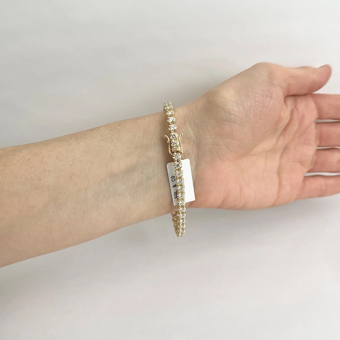 Round Diamond Buttercup Tennis Bracelet 14K Yellow Gold, 7 Inches, 3.75 CTW - 5