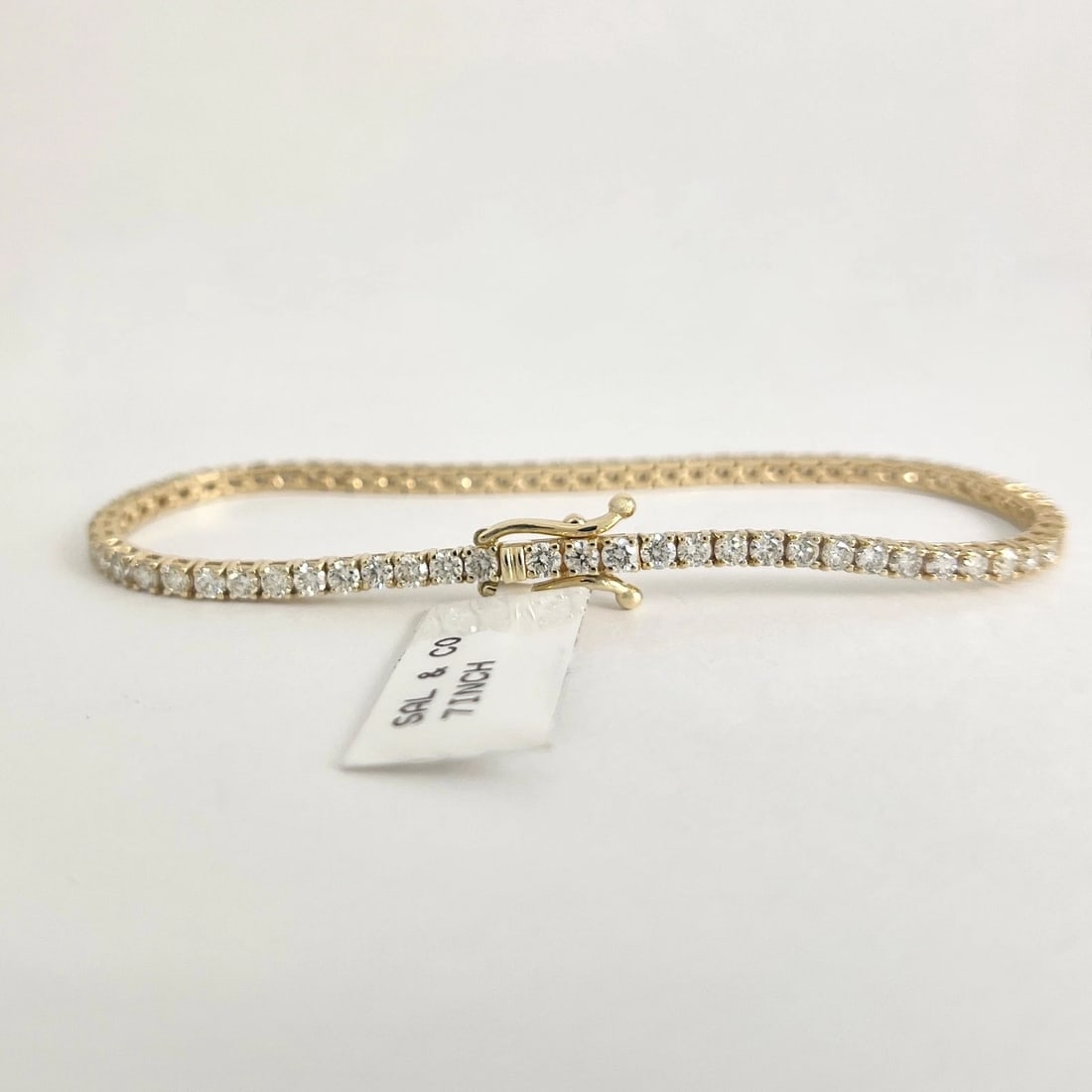 Round Diamond Tennis Bracelet 14K Yellow Gold, 7 Inches, 3.75 CTW - 6
