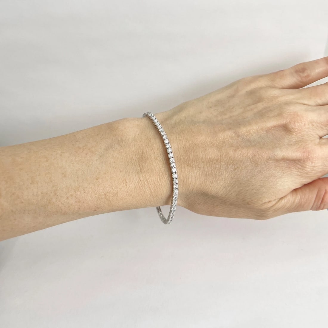Round Diamond Tennis Bracelet 14K White Gold, 7 Inches, 3.65 CTW - 3