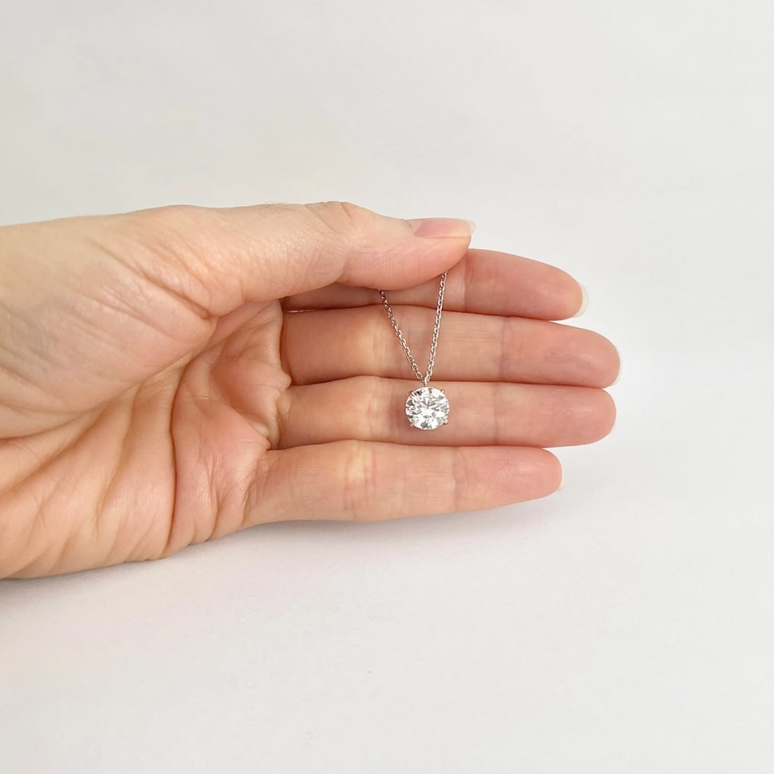 GIA Certified Round Solitaire Diamond Pendant Necklace 14K White Gold, 2.07 CT - 3