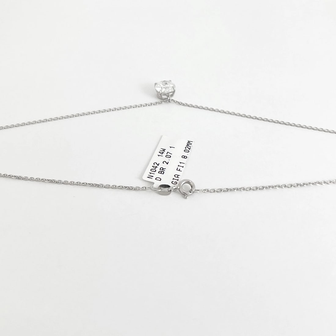 GIA Certified Round Solitaire Diamond Pendant Necklace 14K White Gold, 2.07 CT - 6