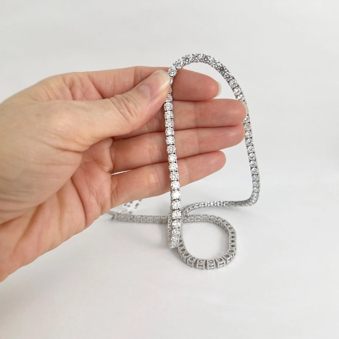Round Lab-Created Diamond Tennis Necklace 14K White Gold, 18 Inches, 29.05 CTW - 3