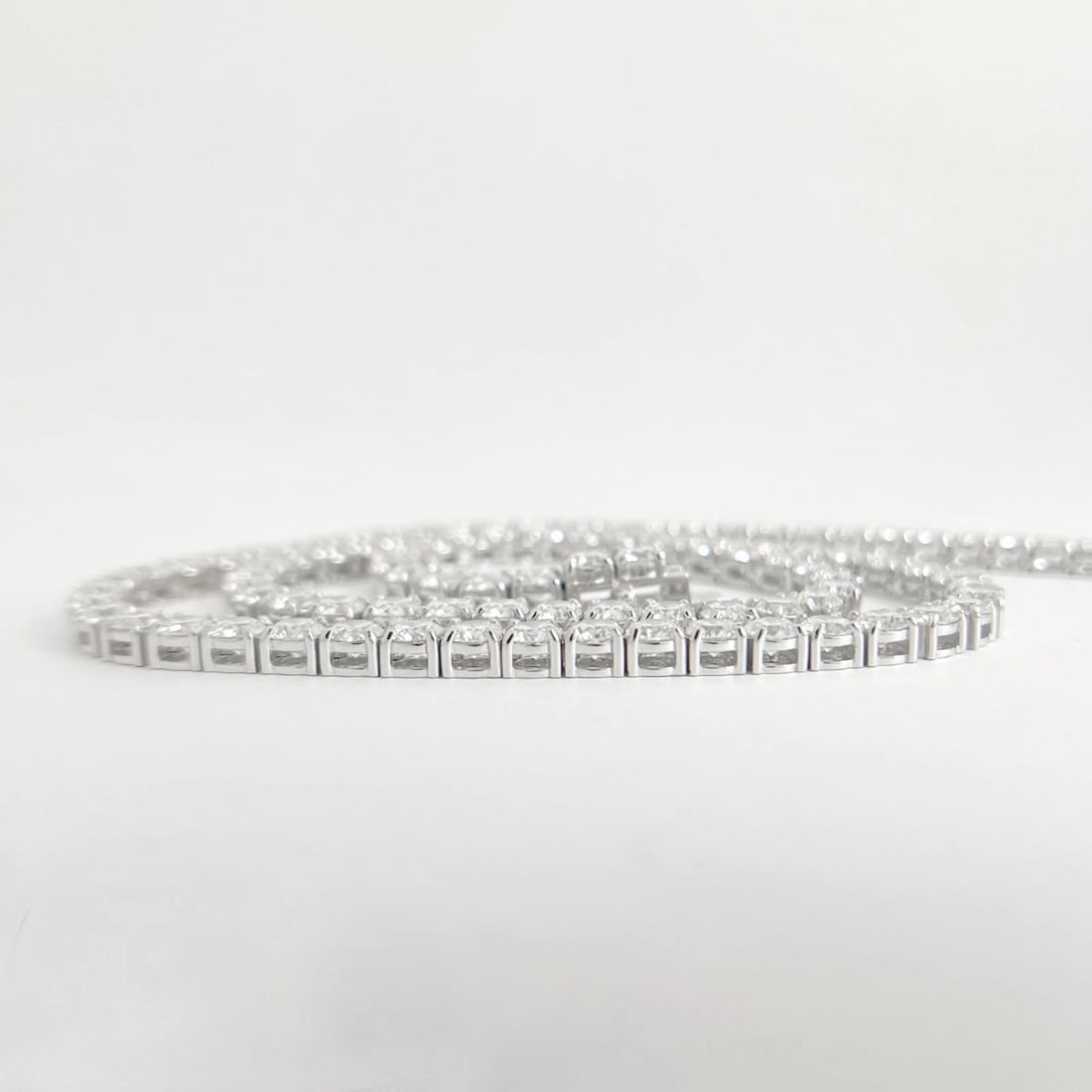 Round Lab-Created Diamond Tennis Necklace 14K White Gold, 18 Inches, 29.05 CTW - 5