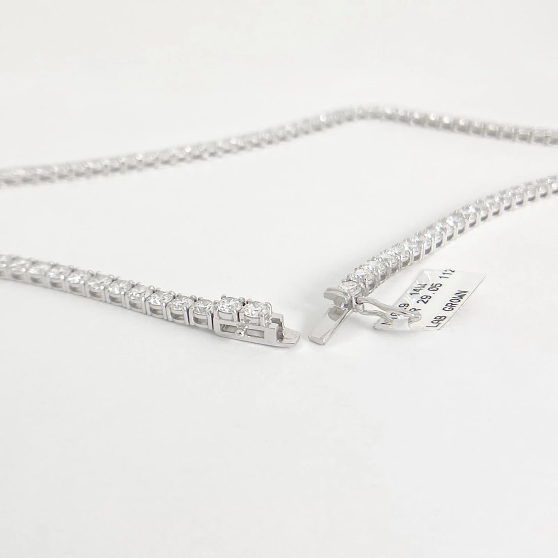 Round Lab-Created Diamond Tennis Necklace 14K White Gold, 18 Inches, 29.05 CTW - 6