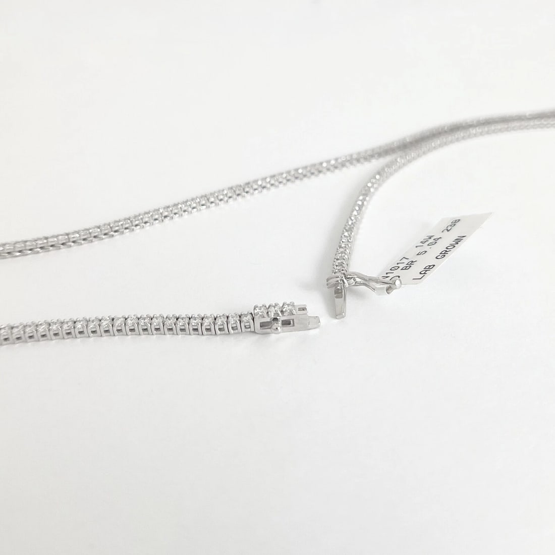 Round Lab-Created Diamond Tennis Necklace 14K White Gold, 18 Inches, 5.04 CTW - 6