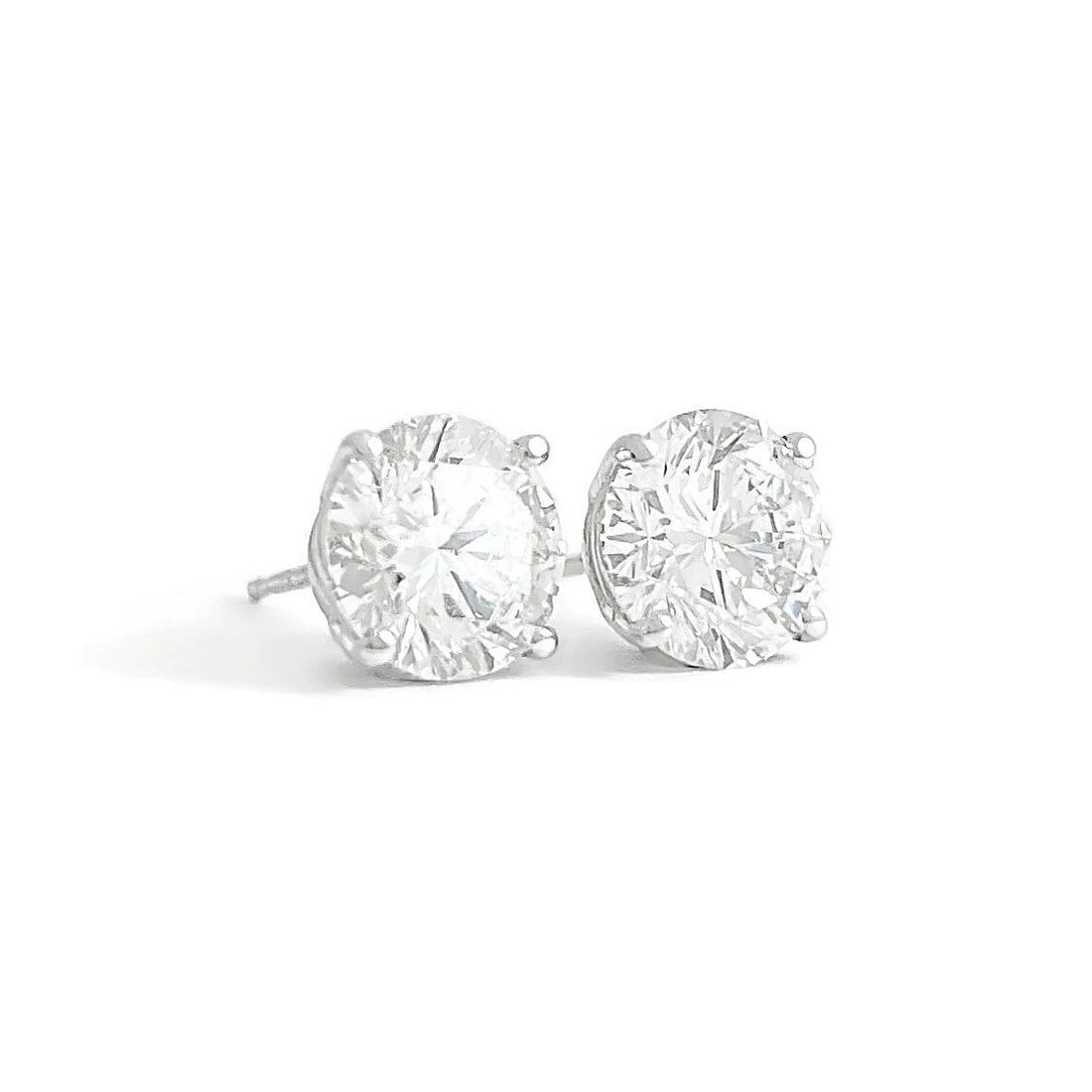 GIA Round Diamond Stud Earrings 14K White Gold 4-Prong Basket, 3.03 CTW: GIA Round Diamond Stud Earrings 14K White Gold 4-Prong Basket, 3.03 CTW These are gorgeous diamond stud earrings! Please let us know if you have any questions. Diamonds: 2 round brilliant cuts 3.03