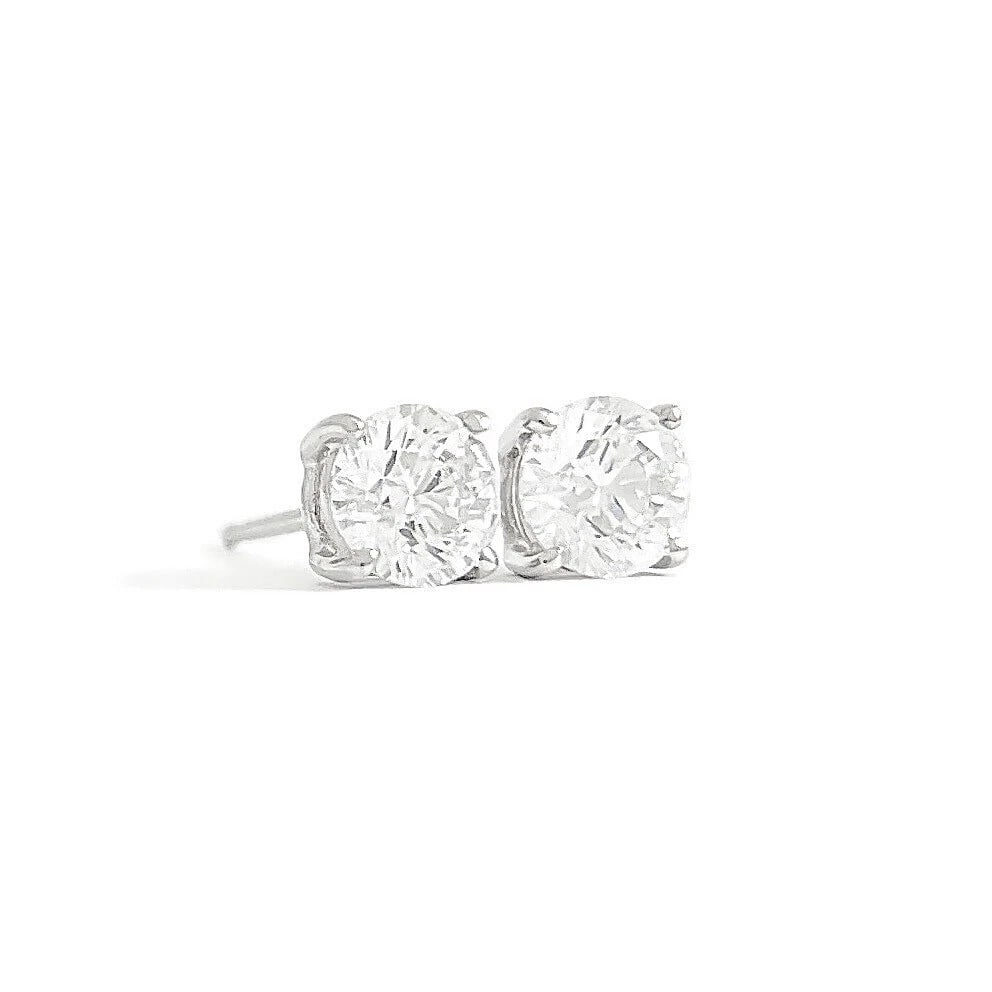 GIA Round Diamond Stud Earrings 14K White Gold 4-Prong Basket, 1.03 CTW: GIA Round Diamond Stud Earrings 14K White Gold 4-Prong Basket, 1.03 CTW These are gorgeous diamond stud earrings! Please let us know if you have any questions. Diamonds: 2 round brilliant cuts 1.03