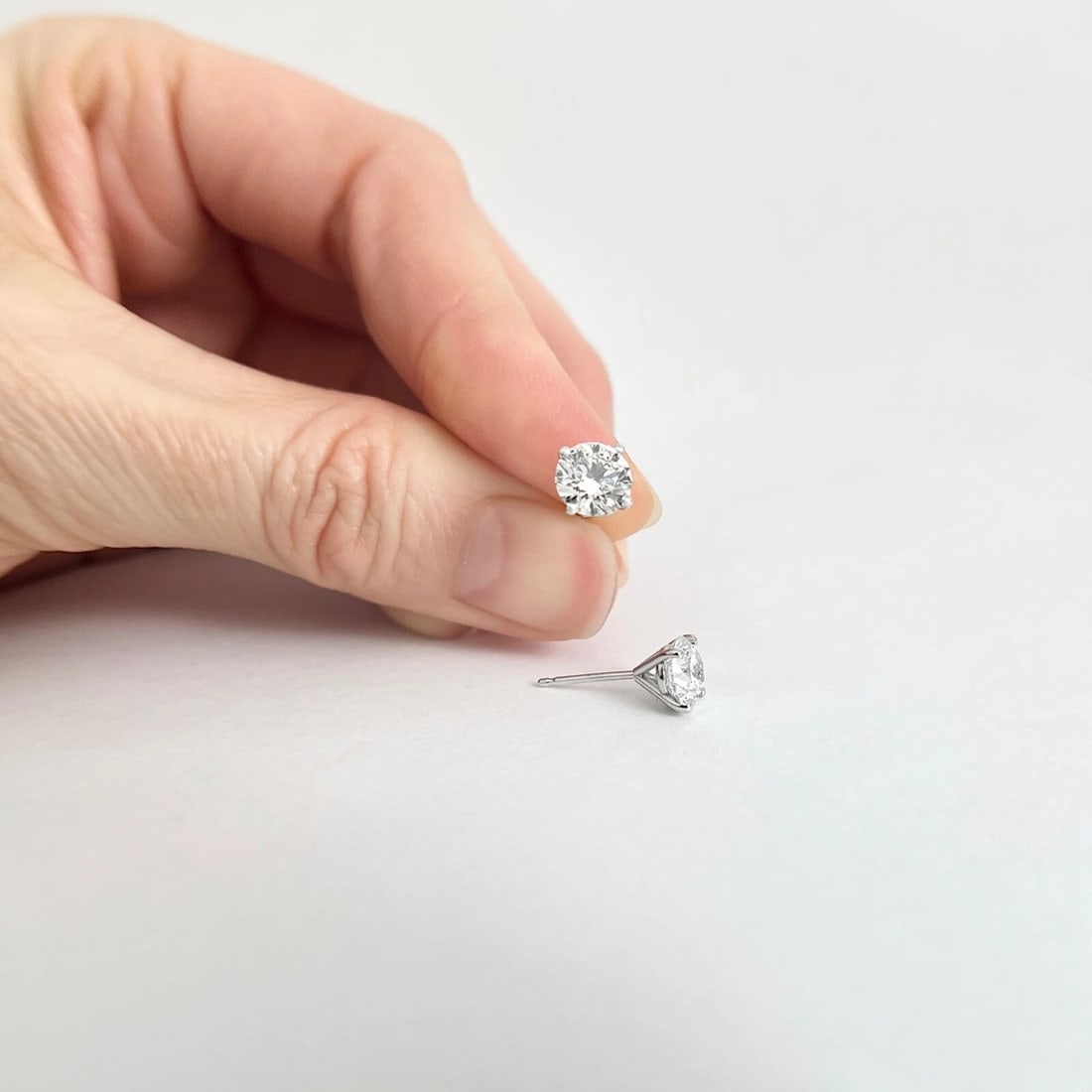 GIA Round Diamond Stud Earrings 14K White Gold 4-Prong Martini, 1.80 CTW - 3