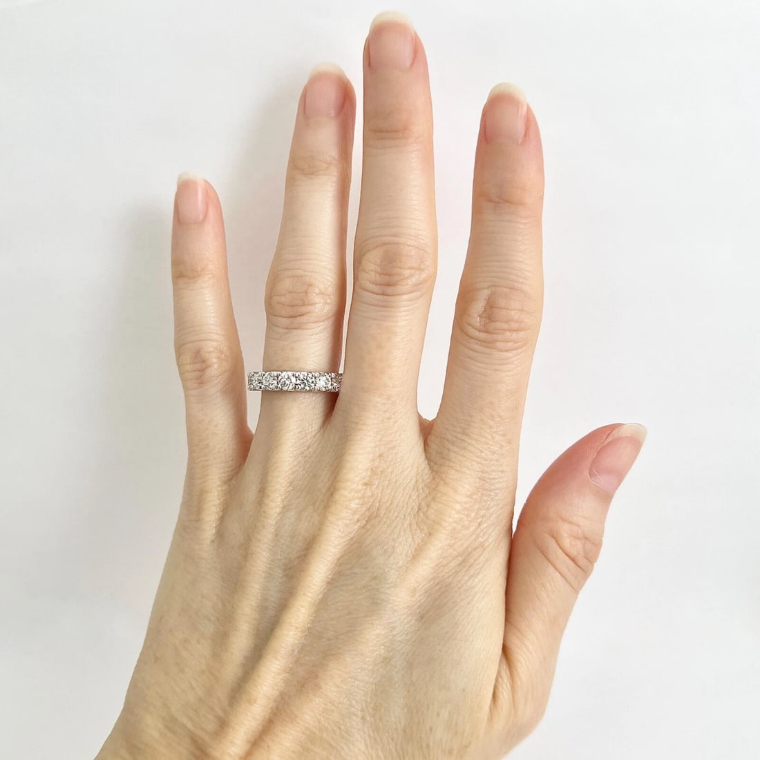 Round Diamond Wedding Band Ring Anniversary 14K White Gold, 2.07 CTW, Size 4.75 - 2