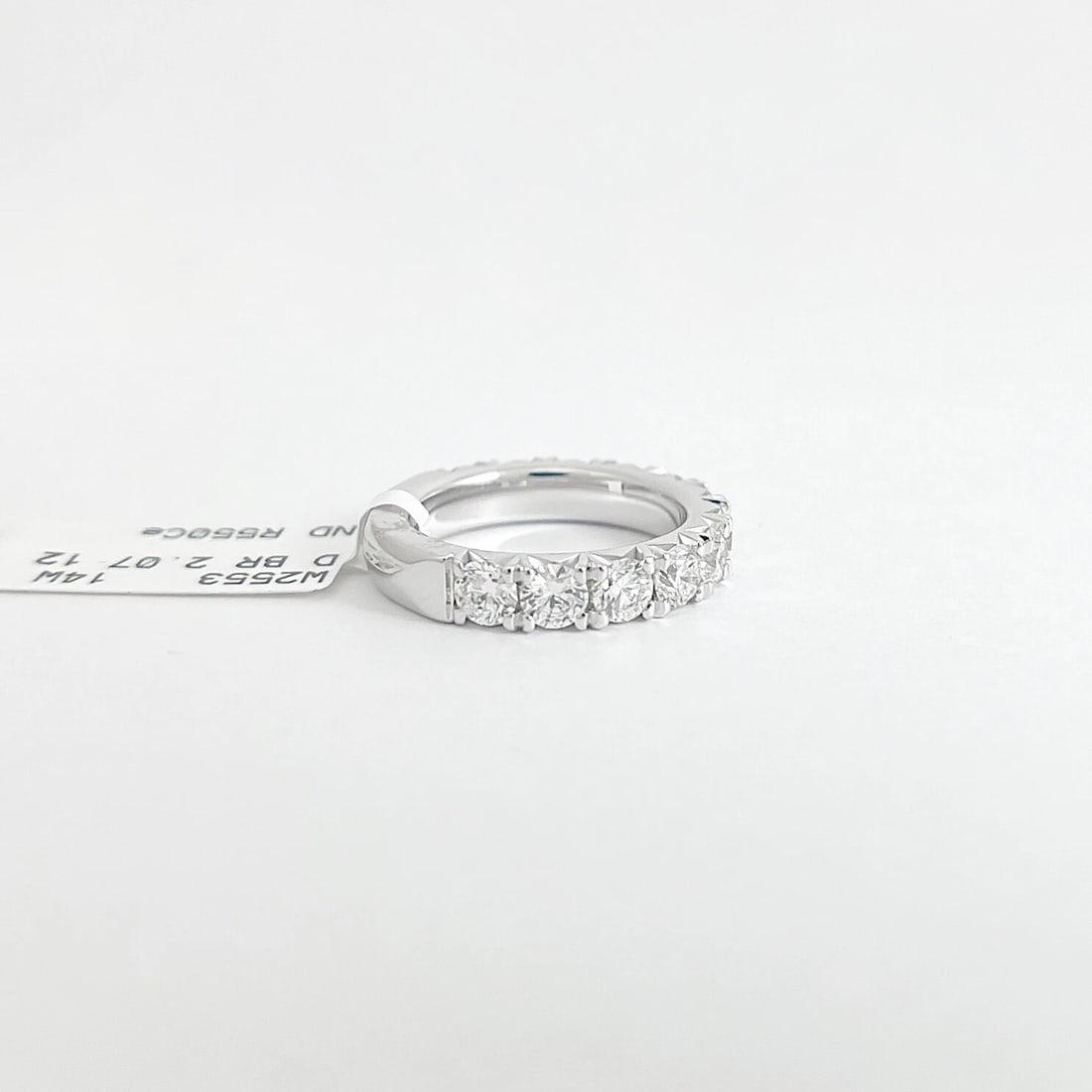 Round Diamond Wedding Band Ring Anniversary 14K White Gold, 2.07 CTW, Size 4.75 - 7