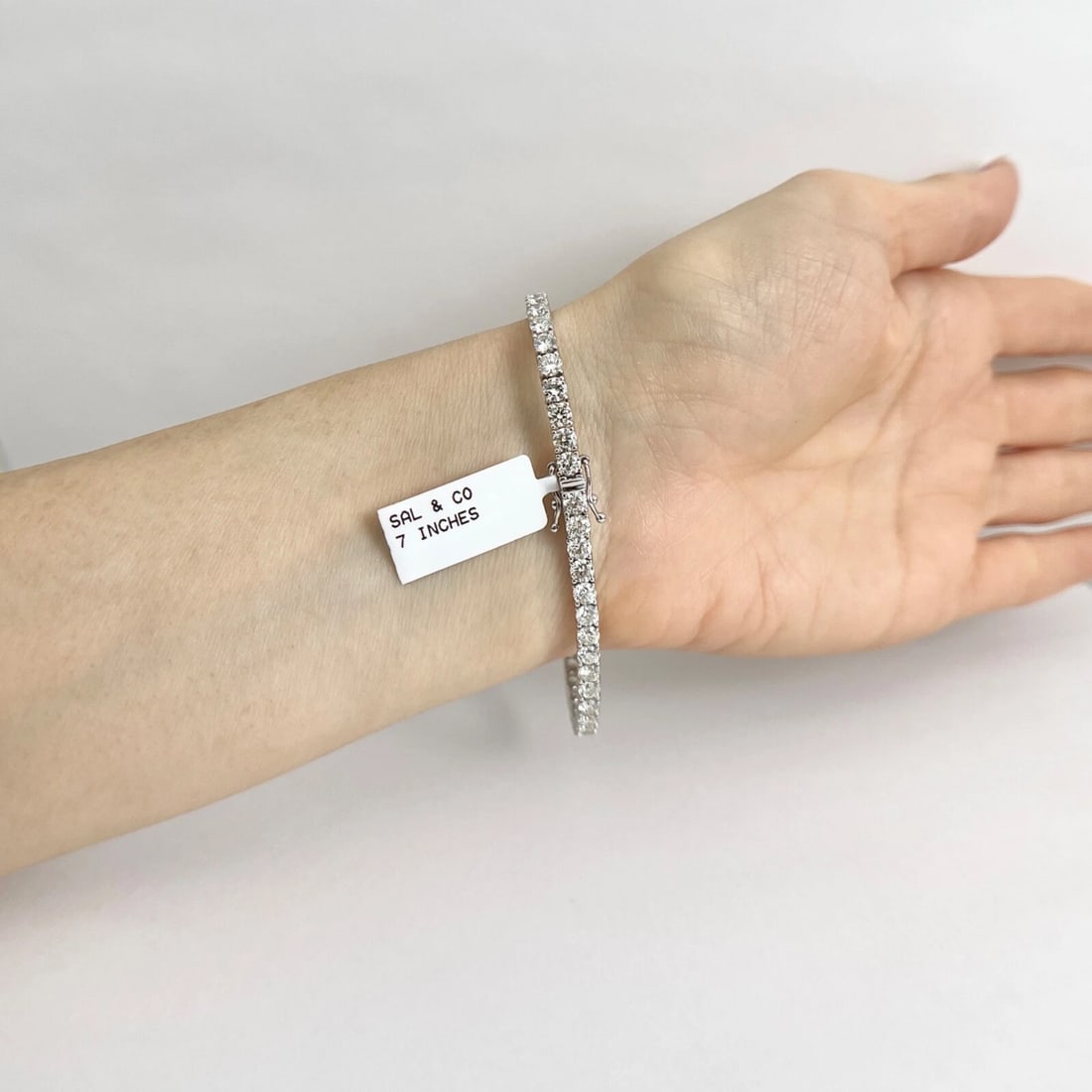 Round Diamond Tennis Bracelet 14K White Gold, 7 Inches, 8.03 CTW - 5