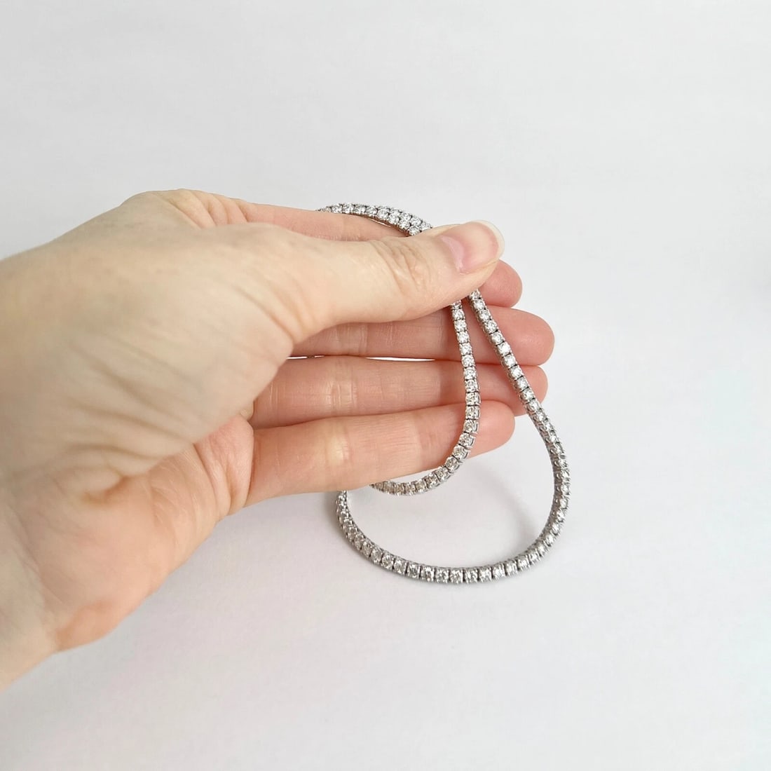 Long Round Diamond Tennis Necklace 14K White Gold, 22 Inches, 13.24 CTW - 4