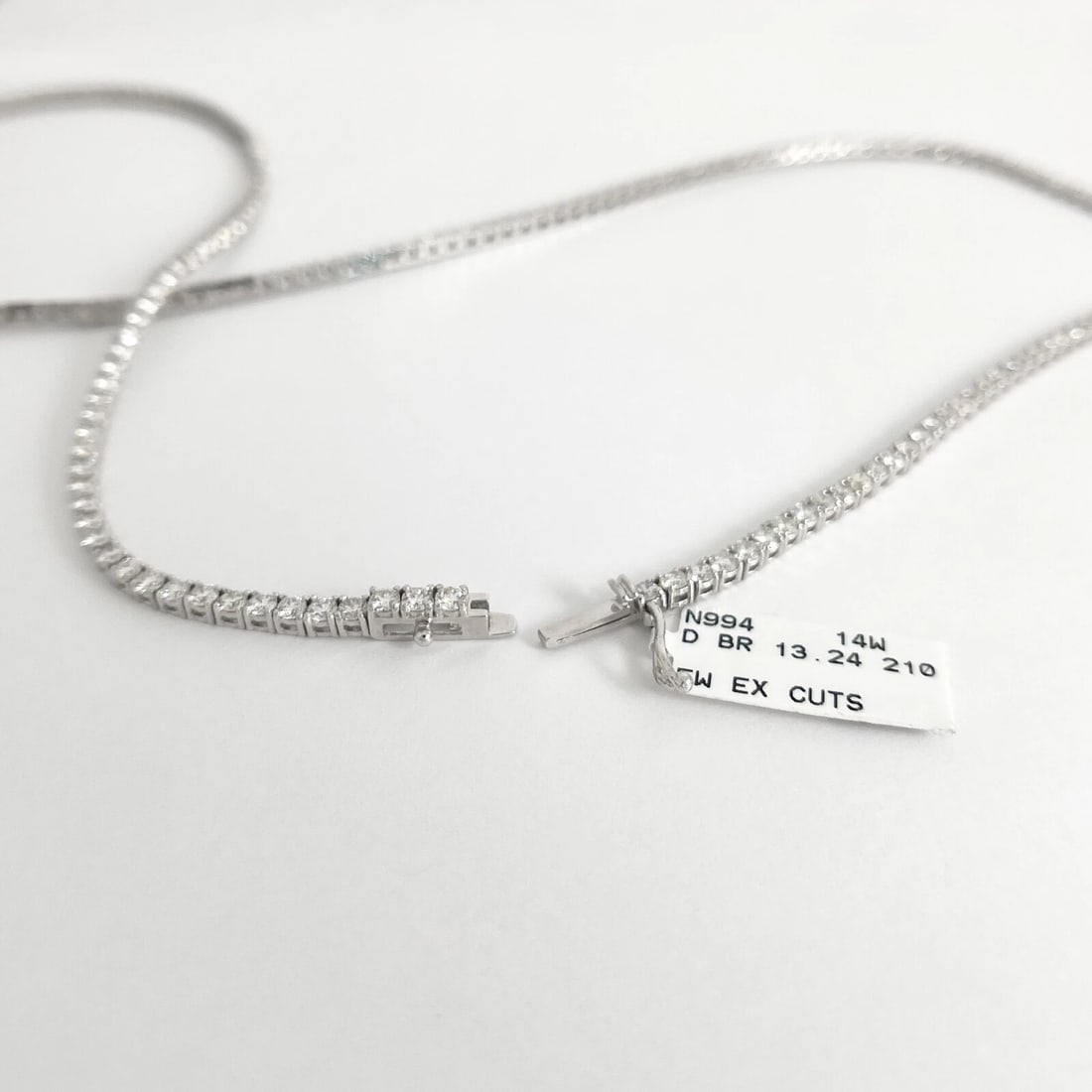 Long Round Diamond Tennis Necklace 14K White Gold, 22 Inches, 13.24 CTW - 5