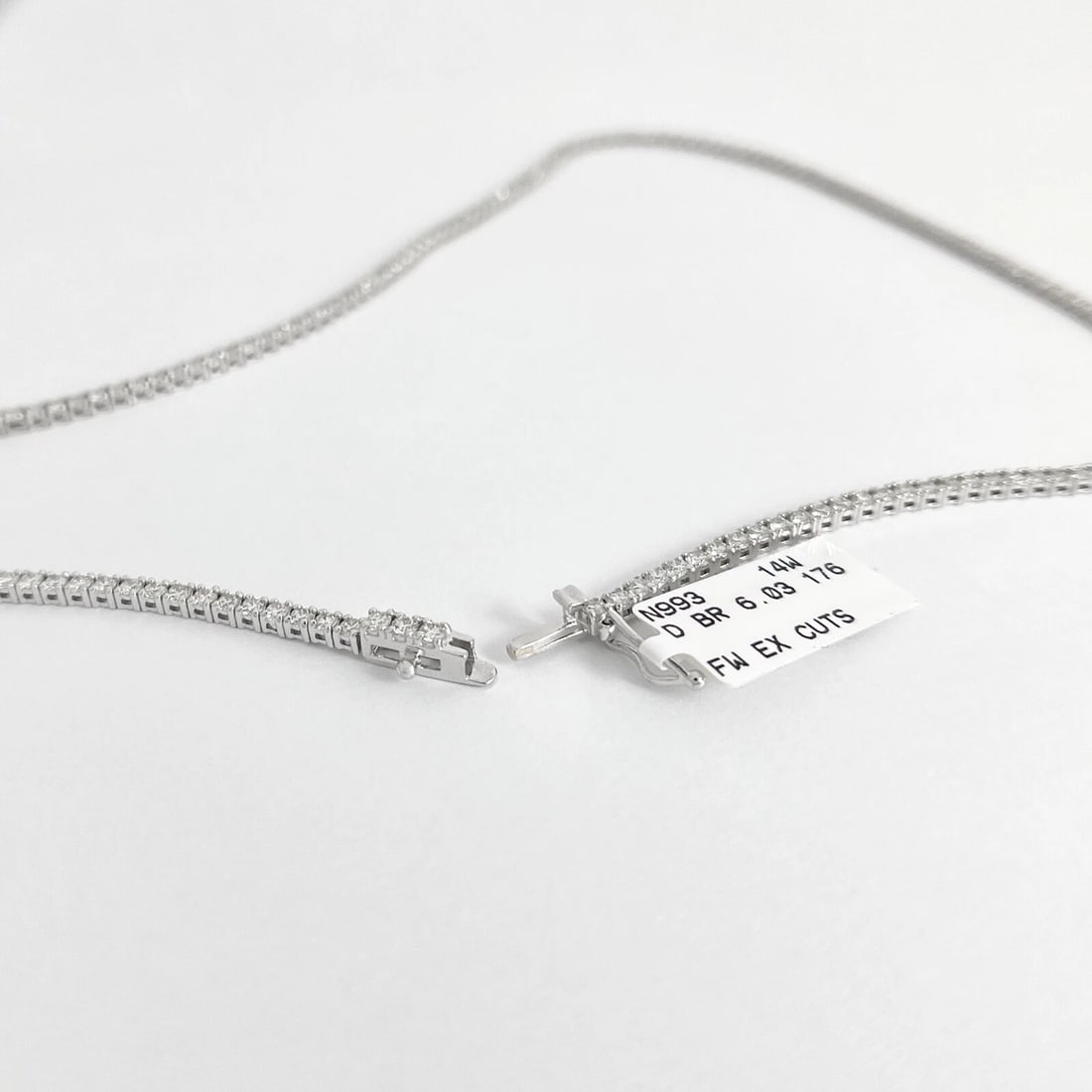 Round Diamond Tennis Necklace 14K White Gold, 16 Inches, 6.03 CTW - 5