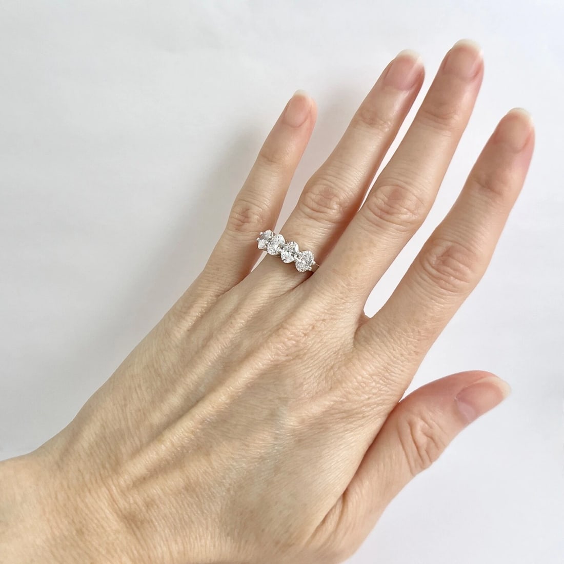 GIA 4-Stone Oval Diamond Wedding Band Anniversary Ring 14K White Gold, 1.67CTW - 4