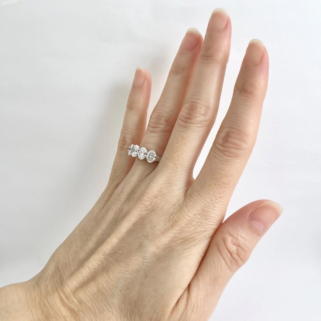 GIA 4-Stone Oval Diamond Wedding Band Anniversary Ring 14K White Gold, 1.67CTW - 6