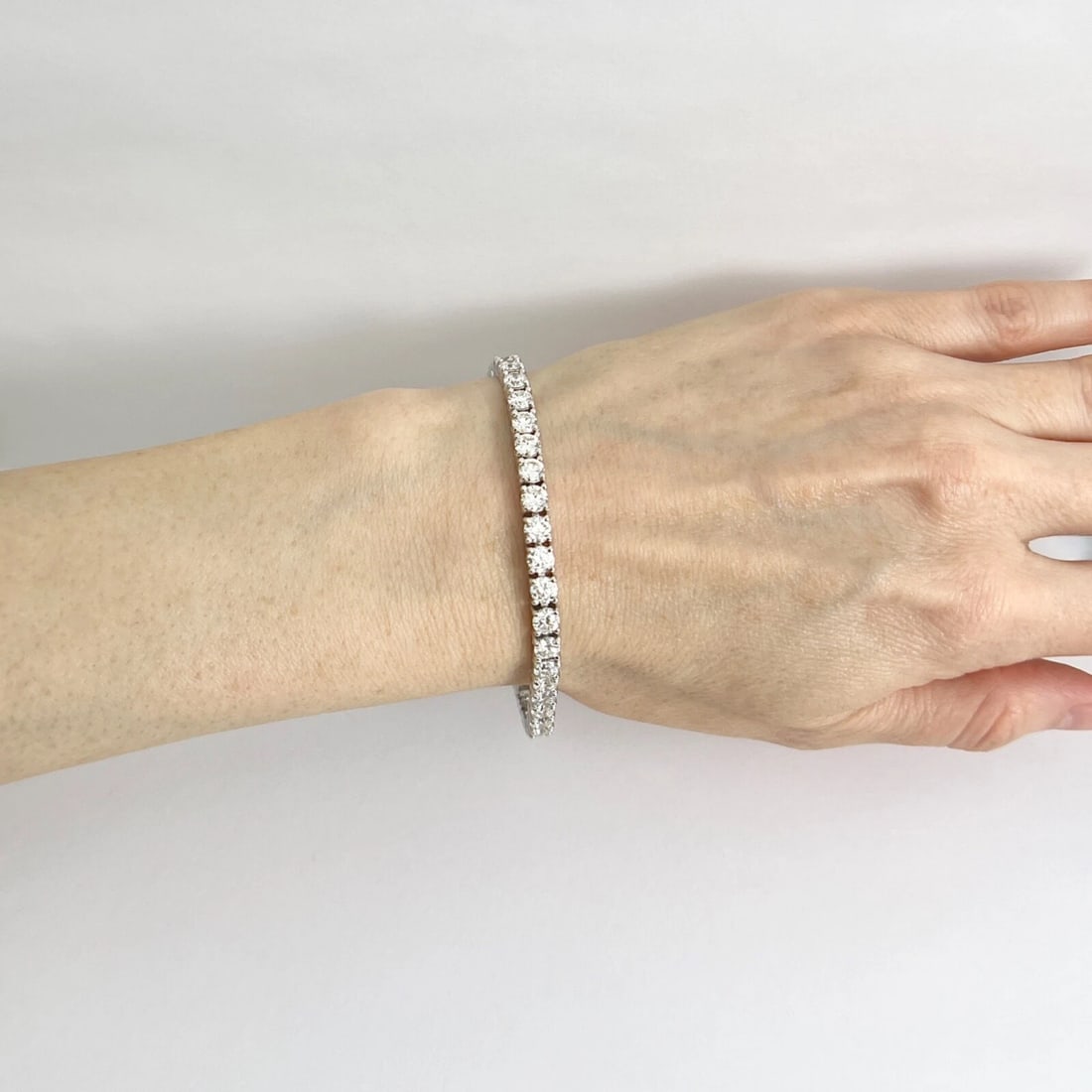 Round Diamond Tennis Bracelet 14K White Gold, 7 Inches, 10.05 CTW - 3