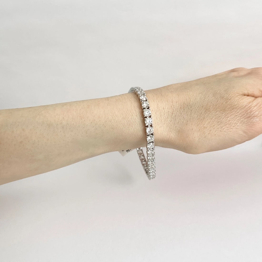 Round Diamond Tennis Bracelet 14K White Gold, 7 Inches, 10.05 CTW - 4