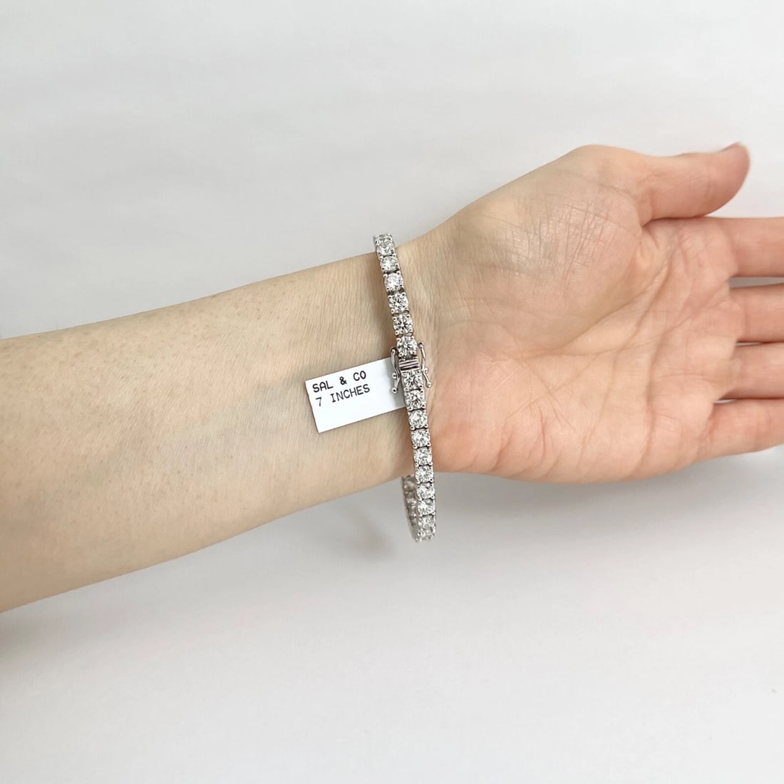 Round Diamond Tennis Bracelet 14K White Gold, 7 Inches, 10.05 CTW - 5