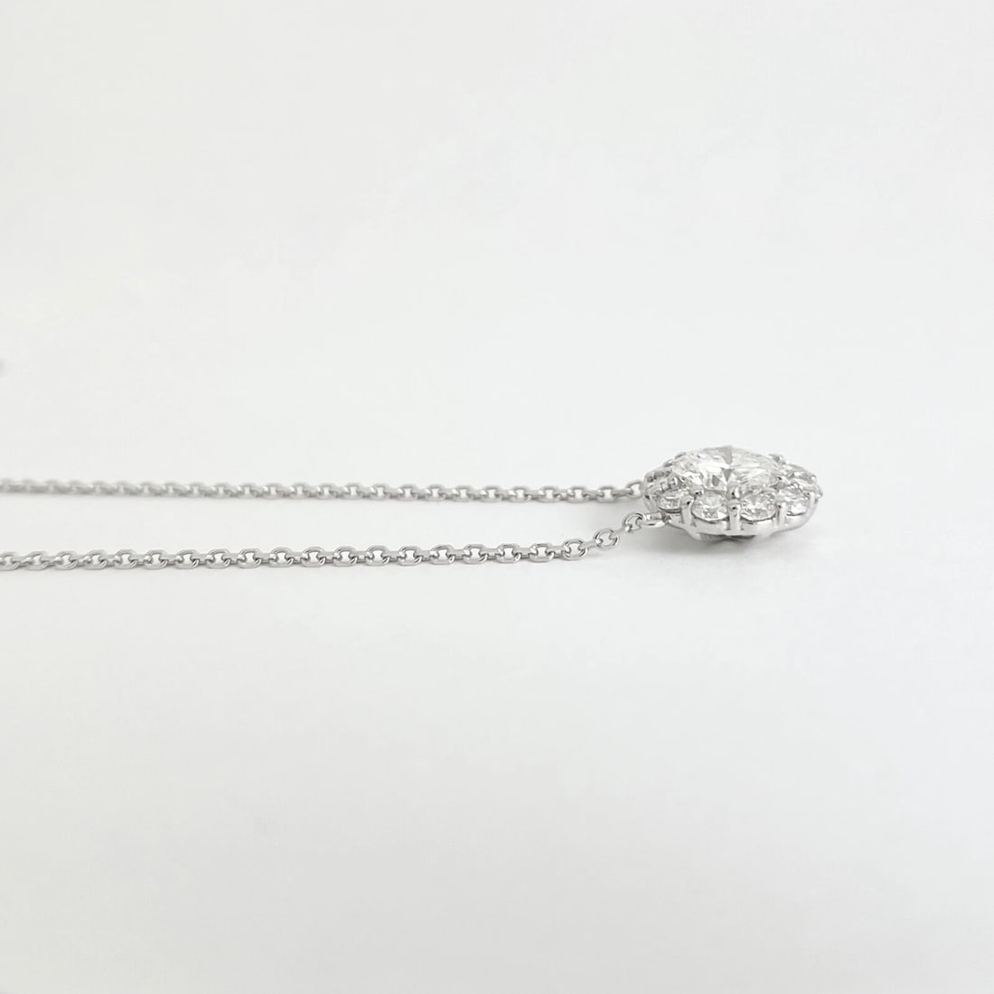 Round Diamond Halo Pendant Necklace 14K White Gold 2.35 CTW - 5
