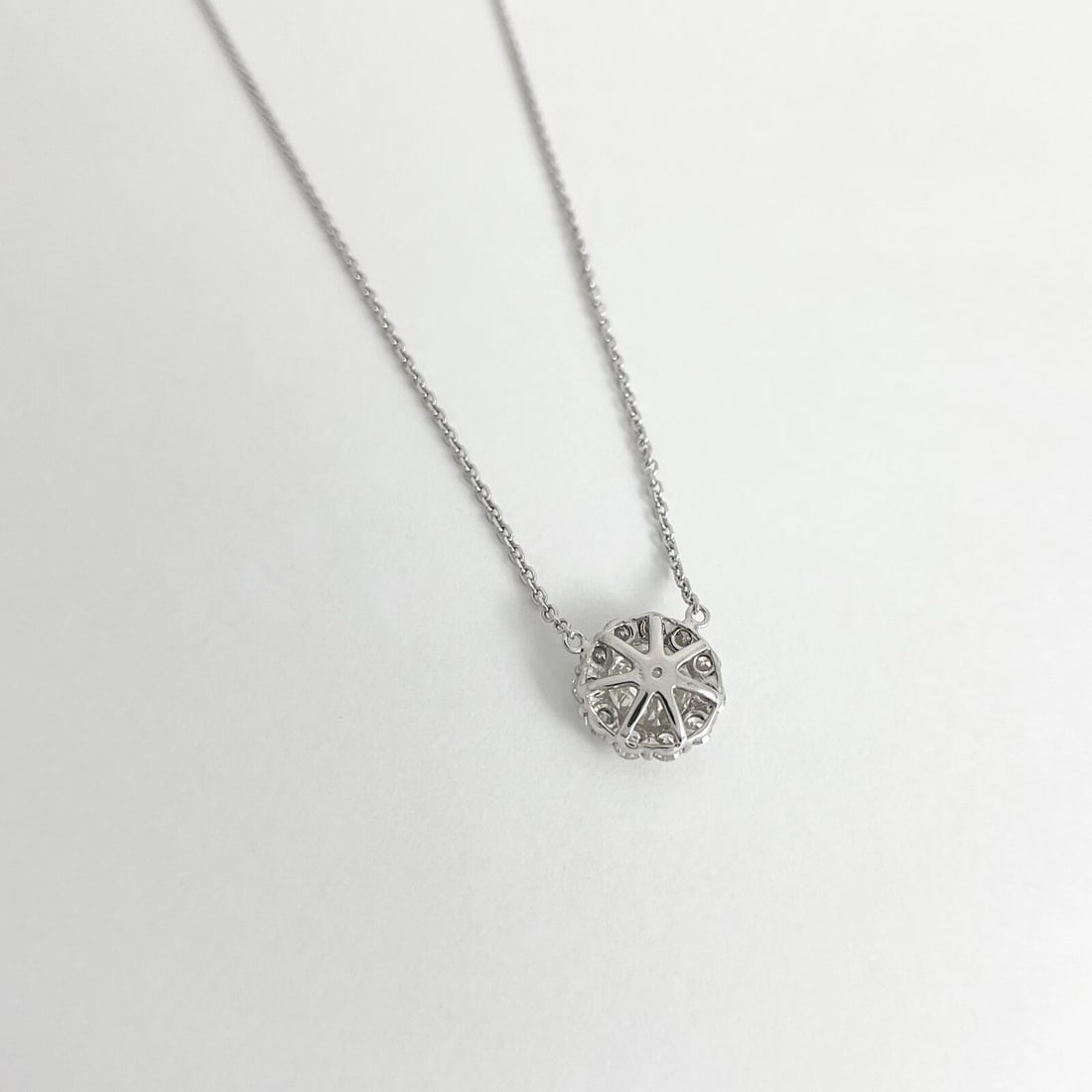 Round Diamond Halo Pendant Necklace 14K White Gold 2.35 CTW - 6