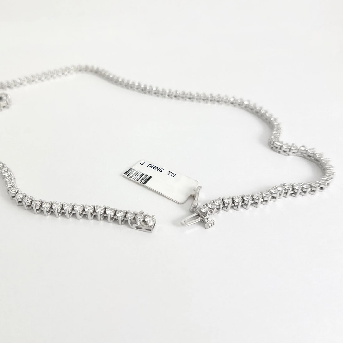 Round Diamond 3-Prong Tennis Necklace 14K White Gold, 17 Inches, 9.55 CTW - 6
