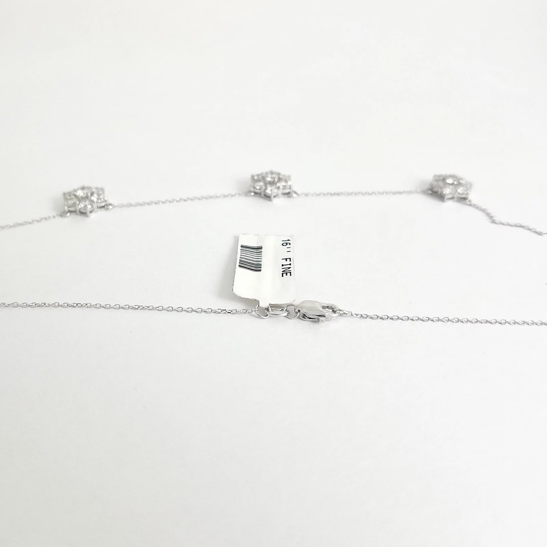 Flower Diamond Cluster Station Necklace 14K White Gold, 3.20 CTW - 7