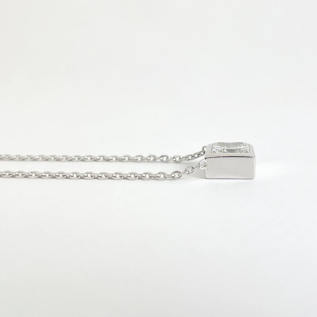 GIA Princess Cut Diamond Bezel Set Pendant Necklace 14K White Gold 3.00 CT - 5