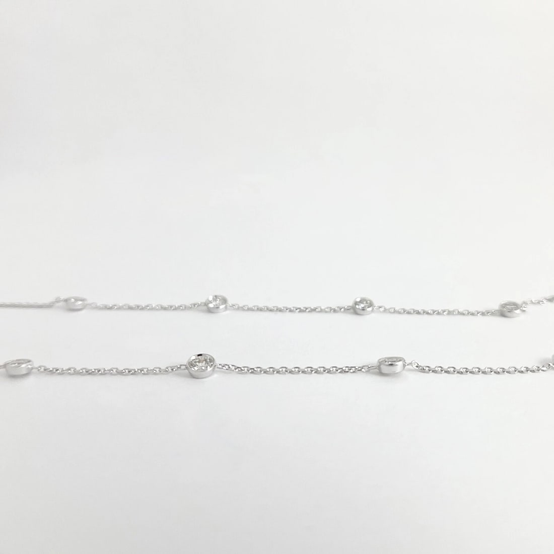 Long Diamond Bezel Station Necklace 14K White Gold, 36.5 Inches, 4.50 CTW - 8